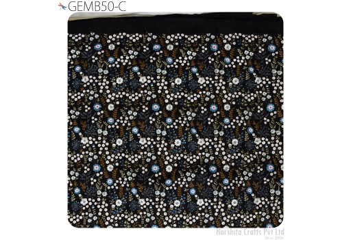 Black Floral Wedding Dress Material Embroidered Fabric by the yard Sewing DIY Crafting Embroidery Costumes Dolls Cushion Covers Blouses